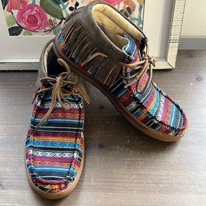 Twisted X Multicolor Fringe Moccasin Sneakers